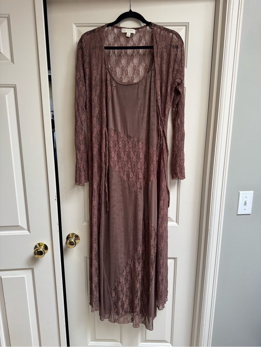 Thirty Thirty Lace Maxi Slip Dress And Kimono Set